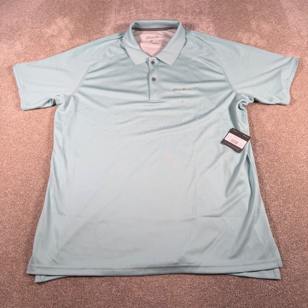 Eddie Bauer Resolution Pro Polo Mens Large Blue FreeDry UPF 50 Active Top NEW